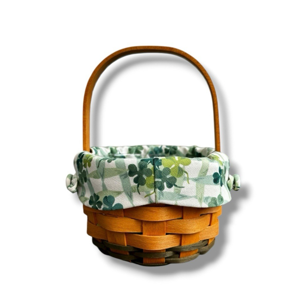 Longaberger Vintage 2001 Lucky You Shamrock Basket w/ Liner & Protector